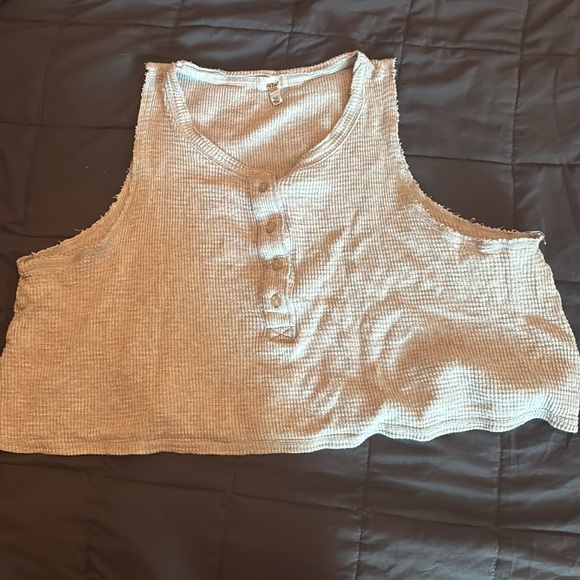 Aerie Cream Sleeveless Polo Crop Top - Picture 3 of 4